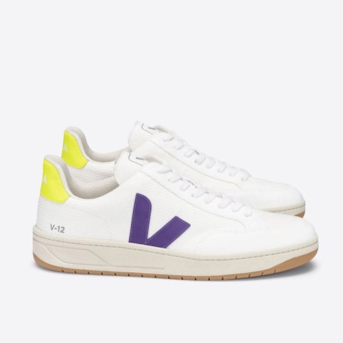 Veja V-12 B-mesh Womens Trainers White/Purple UK 87949